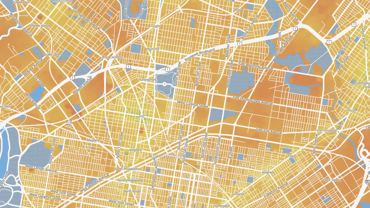 Transit Grade map of Hunting Park, Philadelphia, PA