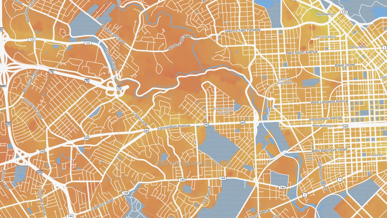 Transit Grade map of Hunting Ridge, Baltimore, MD
