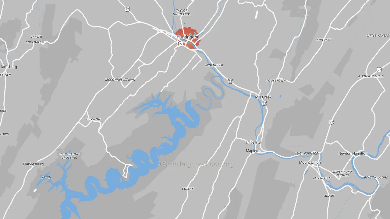 Transit Grade map of Huntingdon County, PA