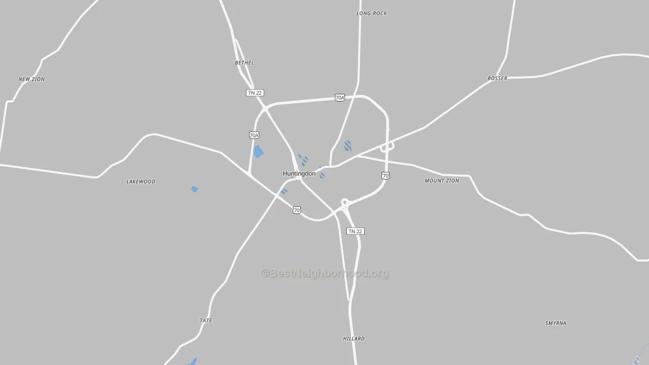 Transit Grade map of Huntingdon, TN