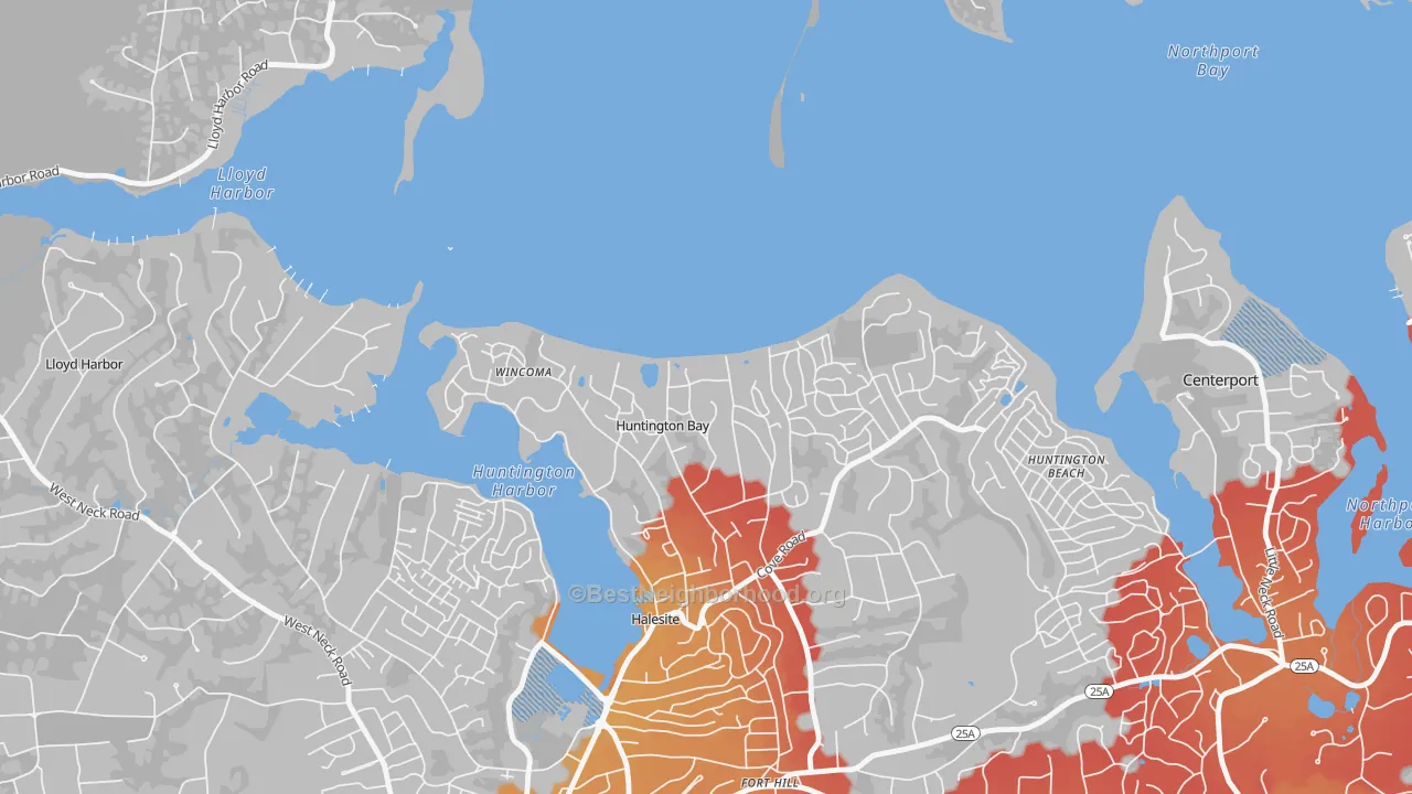 Transit Grade map of Huntington Bay, NY