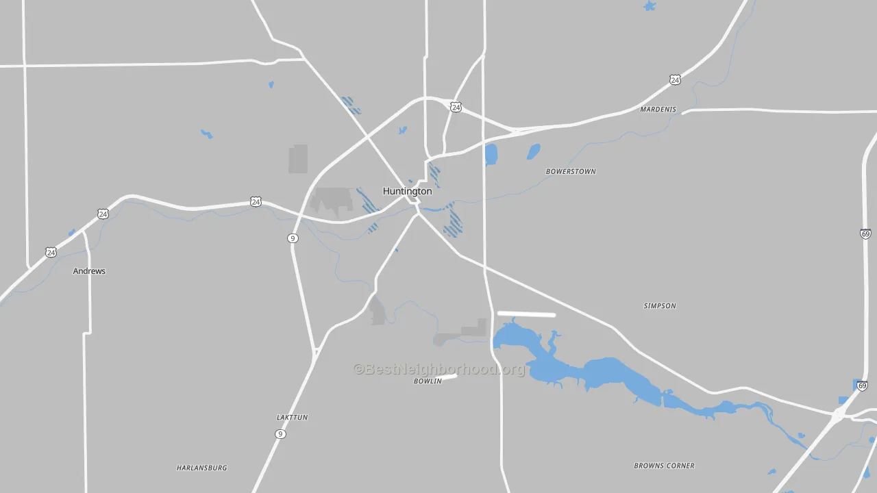 Transit Grade map of Huntington County, IN
