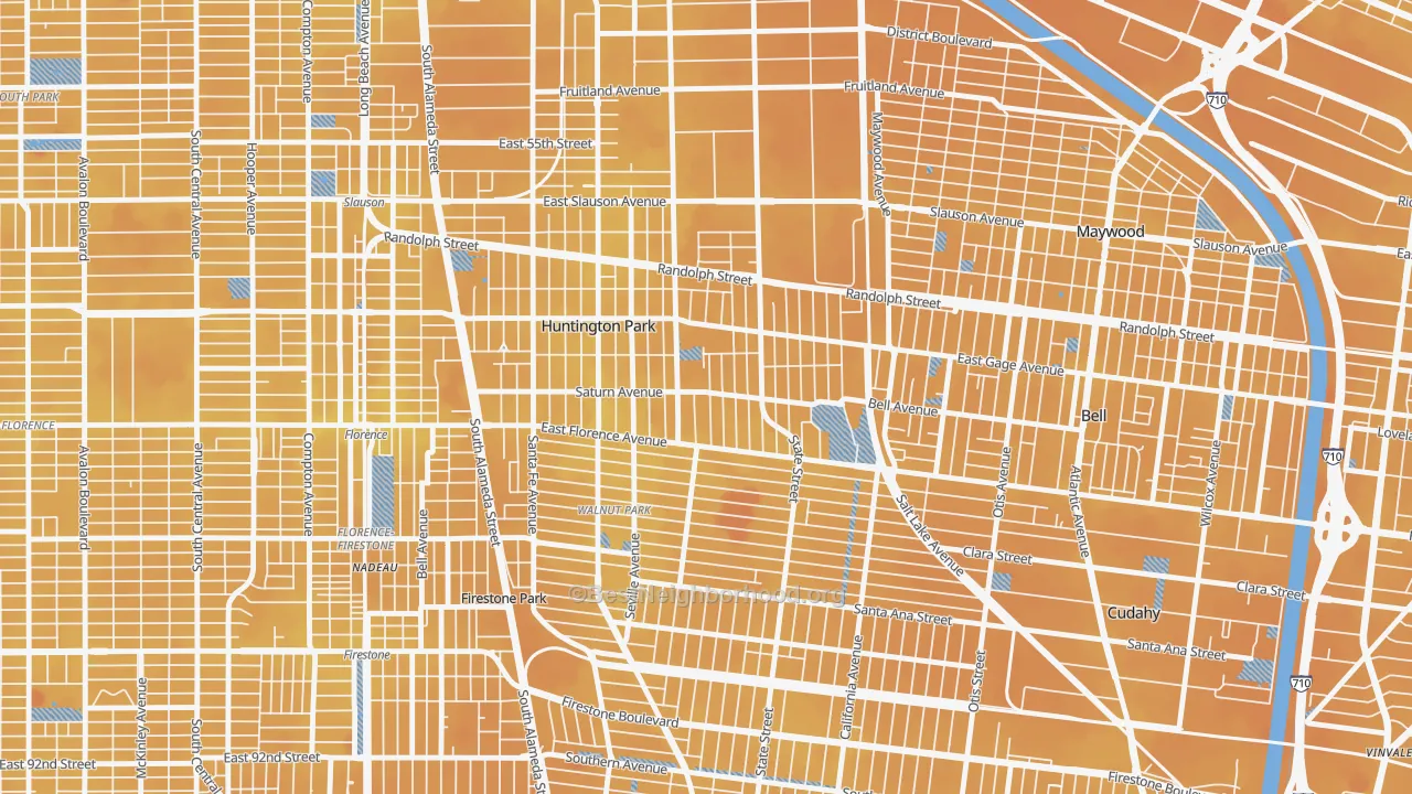 Transit Grade map of Huntington Park, CA