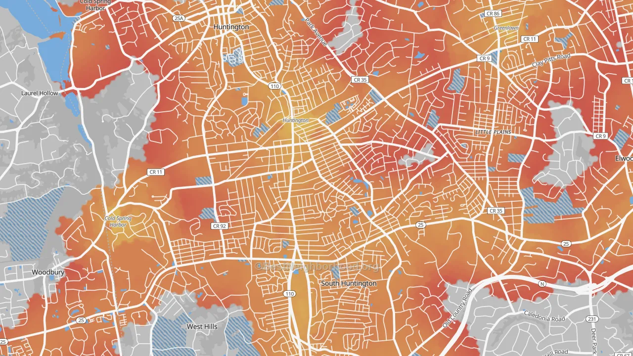 Transit Grade map of Huntington Station, NY