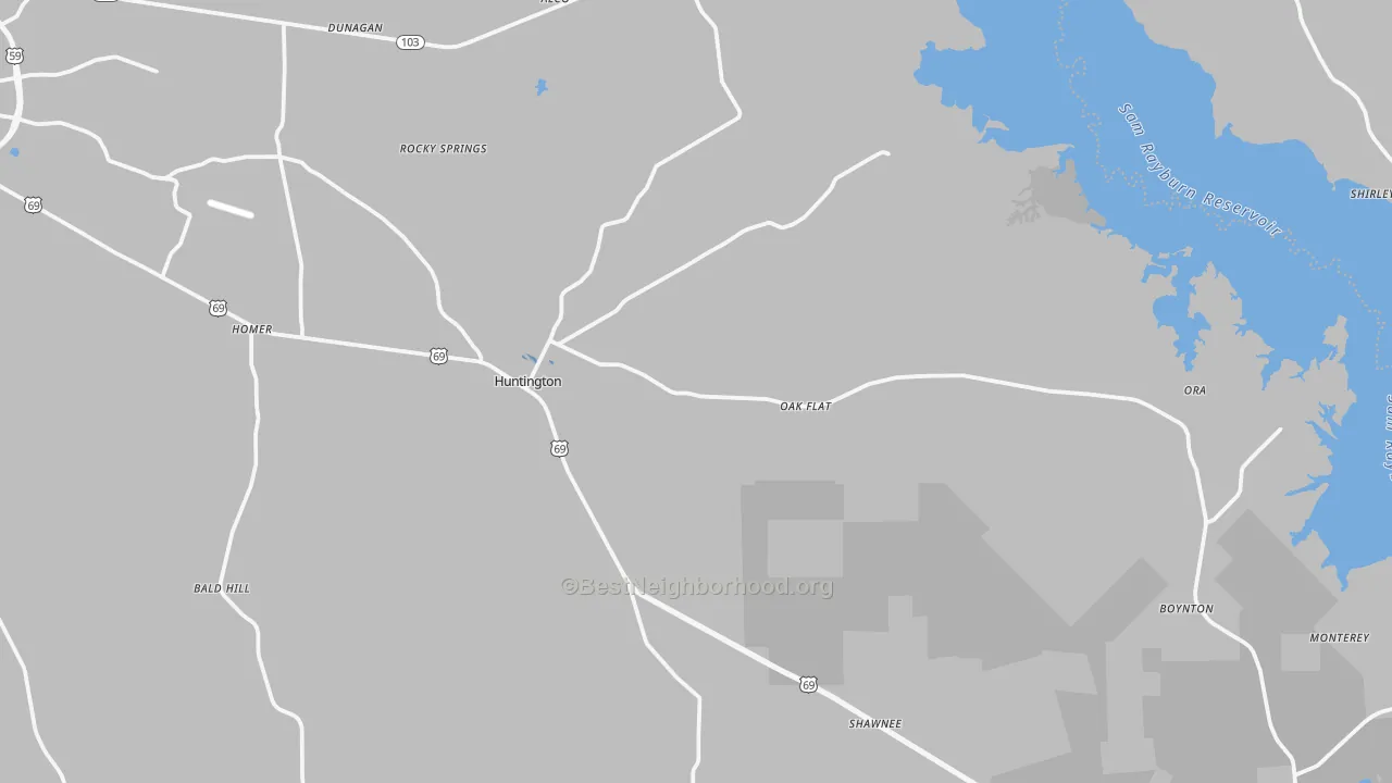 Transit Grade map of Huntington, TX