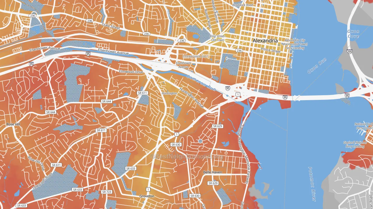 Transit Grade map of Huntington, VA