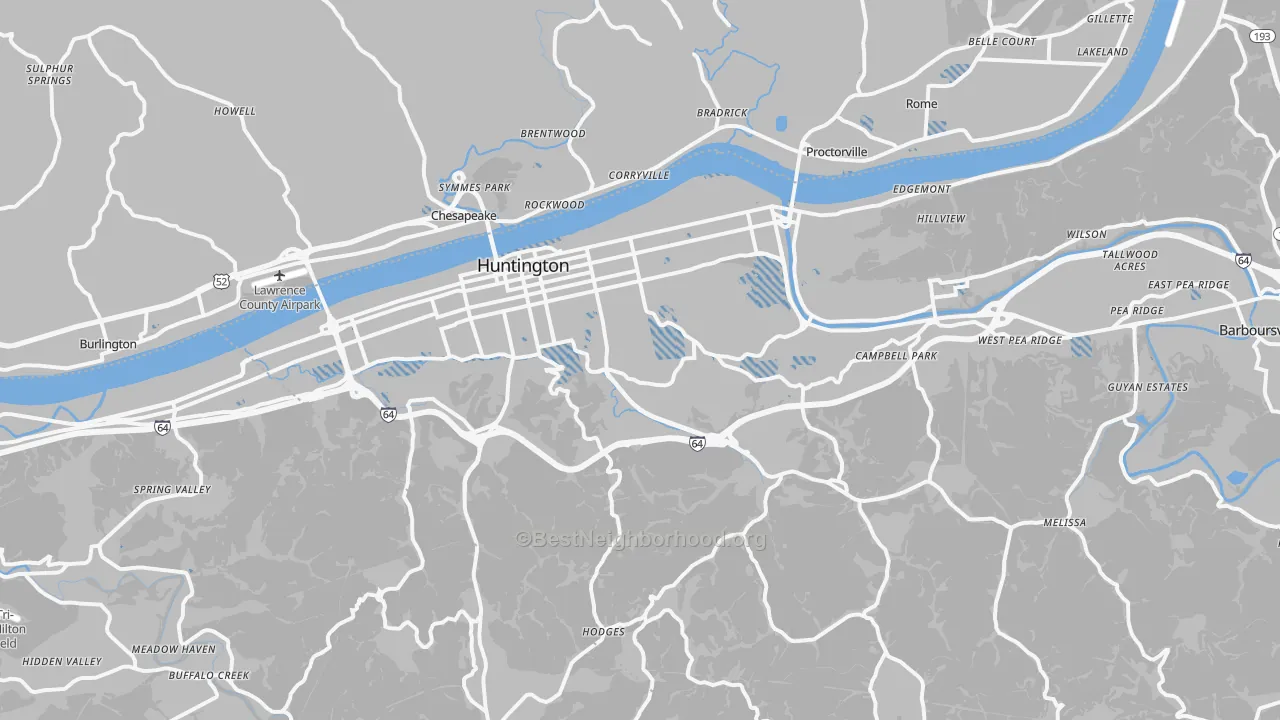 Transit Grade map of Huntington, WV