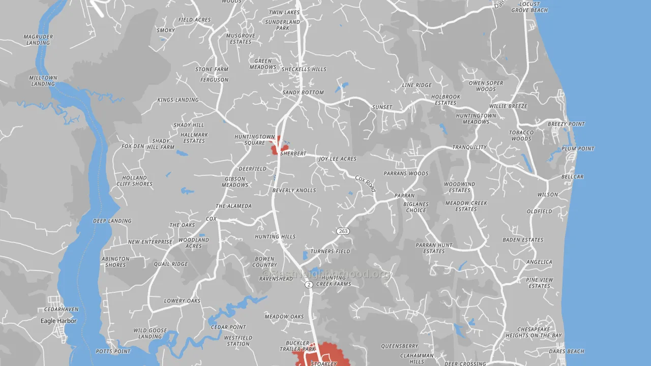 Transit Grade map of Huntingtown, MD