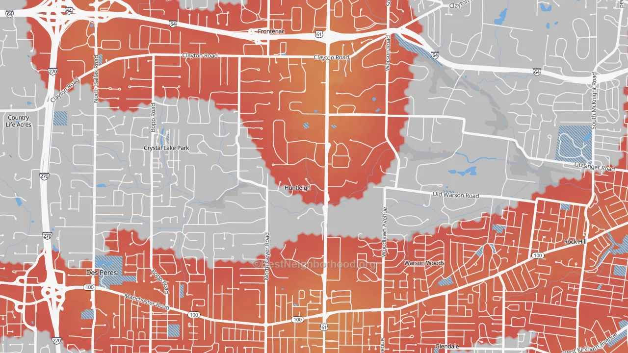 Transit Grade map of Huntleigh, MO
