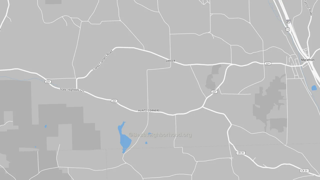 Transit Grade map of Hunts Corners, NY