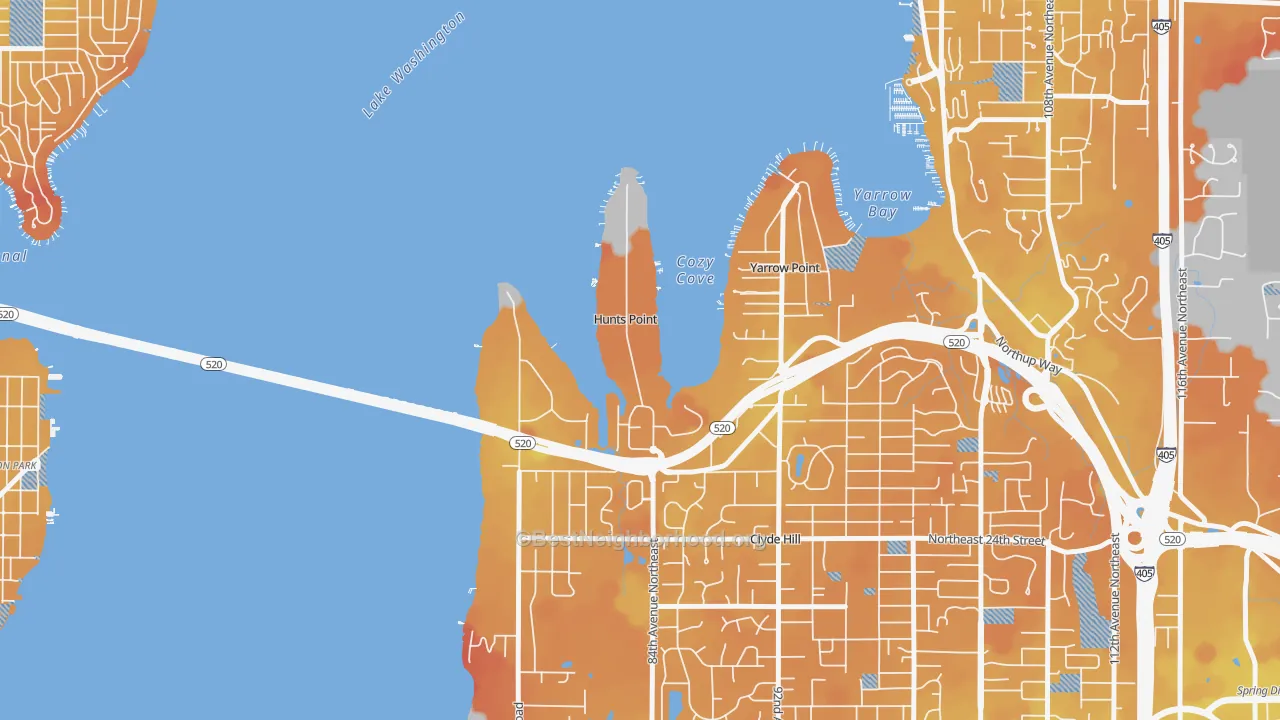 Transit Grade map of Hunts Point, WA