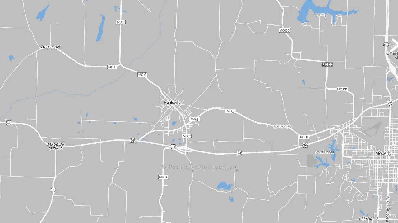 Transit Grade map of Huntsville, MO