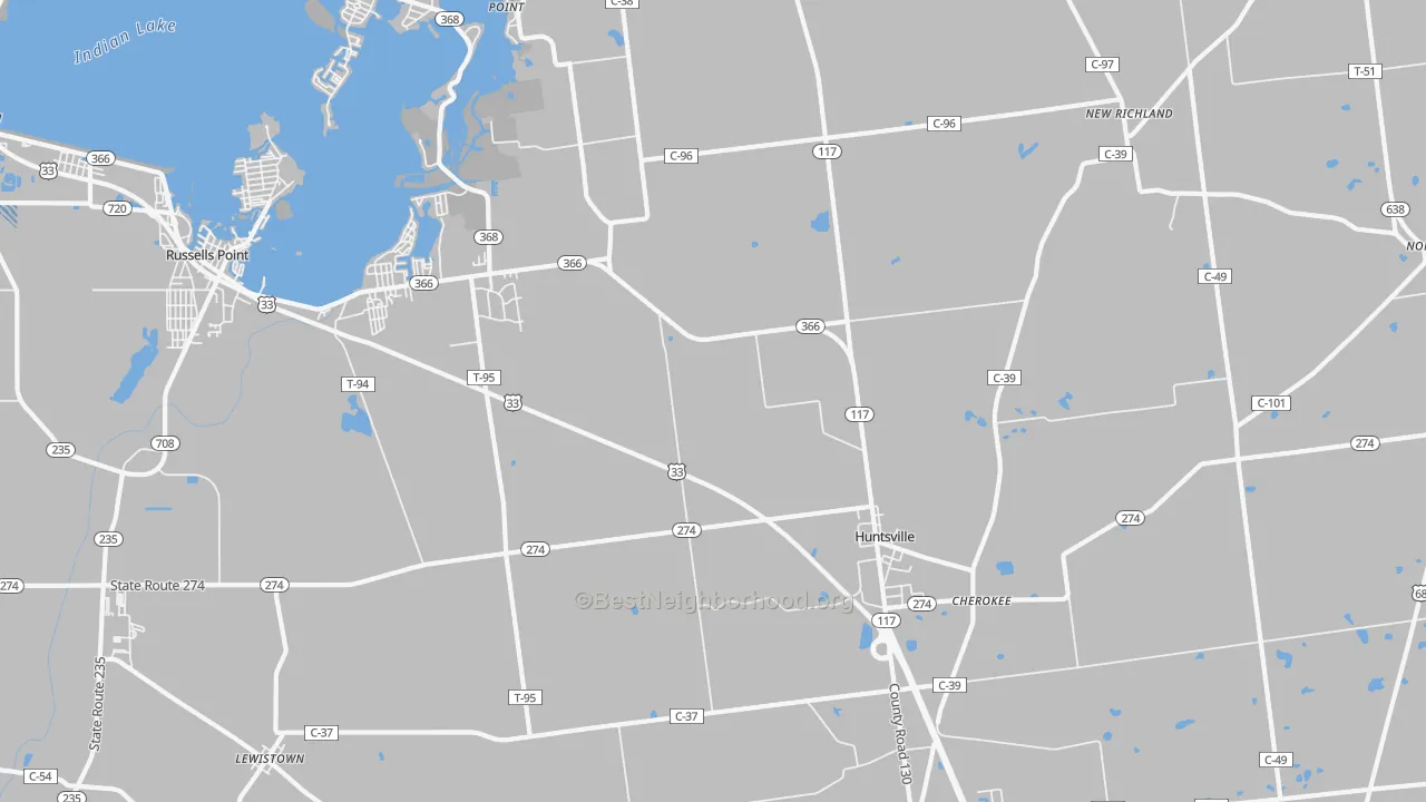Transit Grade map of Huntsville, OH