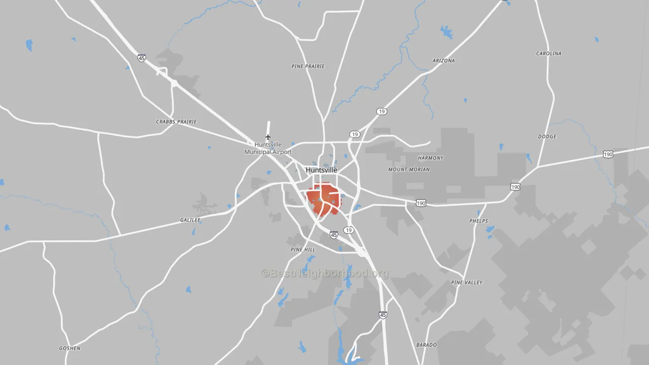 Transit Grade map of Huntsville, TX