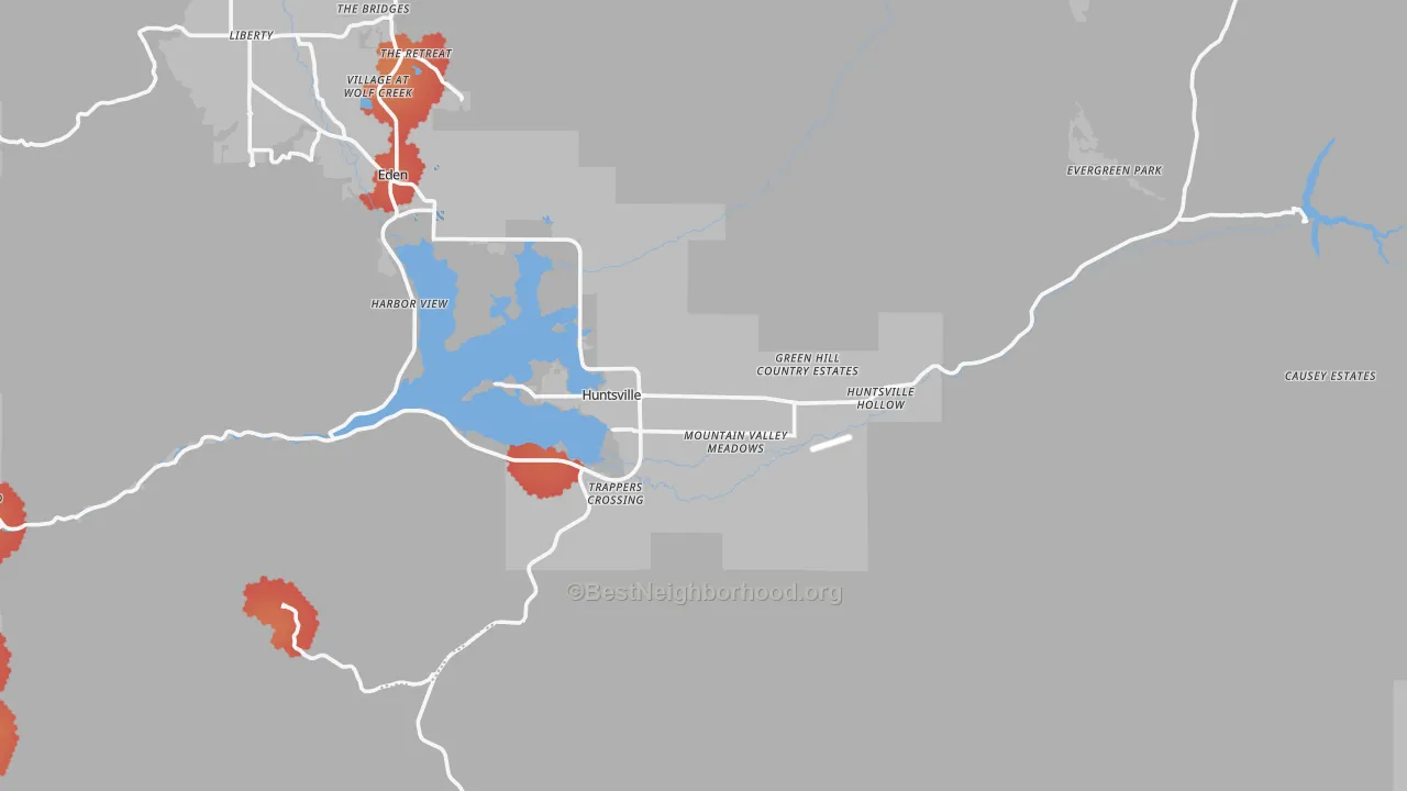 Transit Grade map of Huntsville, UT