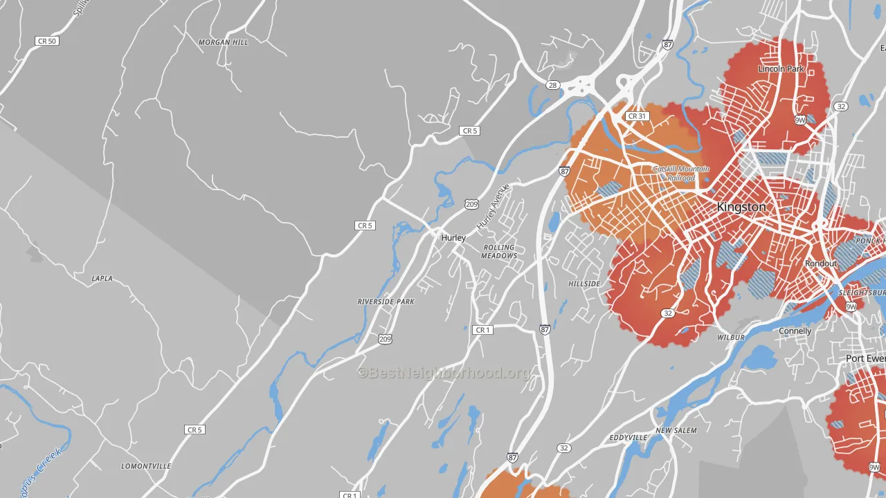 Transit Grade map of Hurley, NY