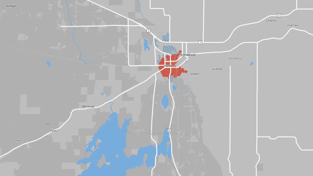 Transit Grade map of Hurley, WI