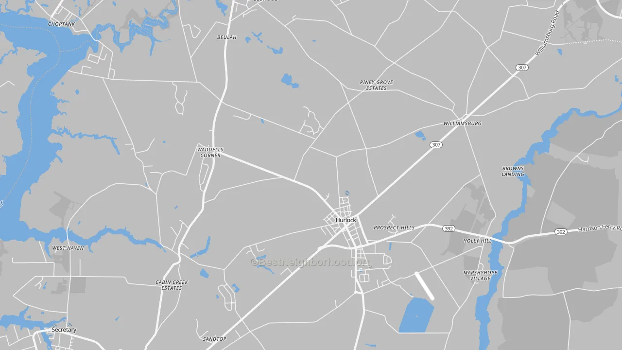 Transit Grade map of Hurlock, MD