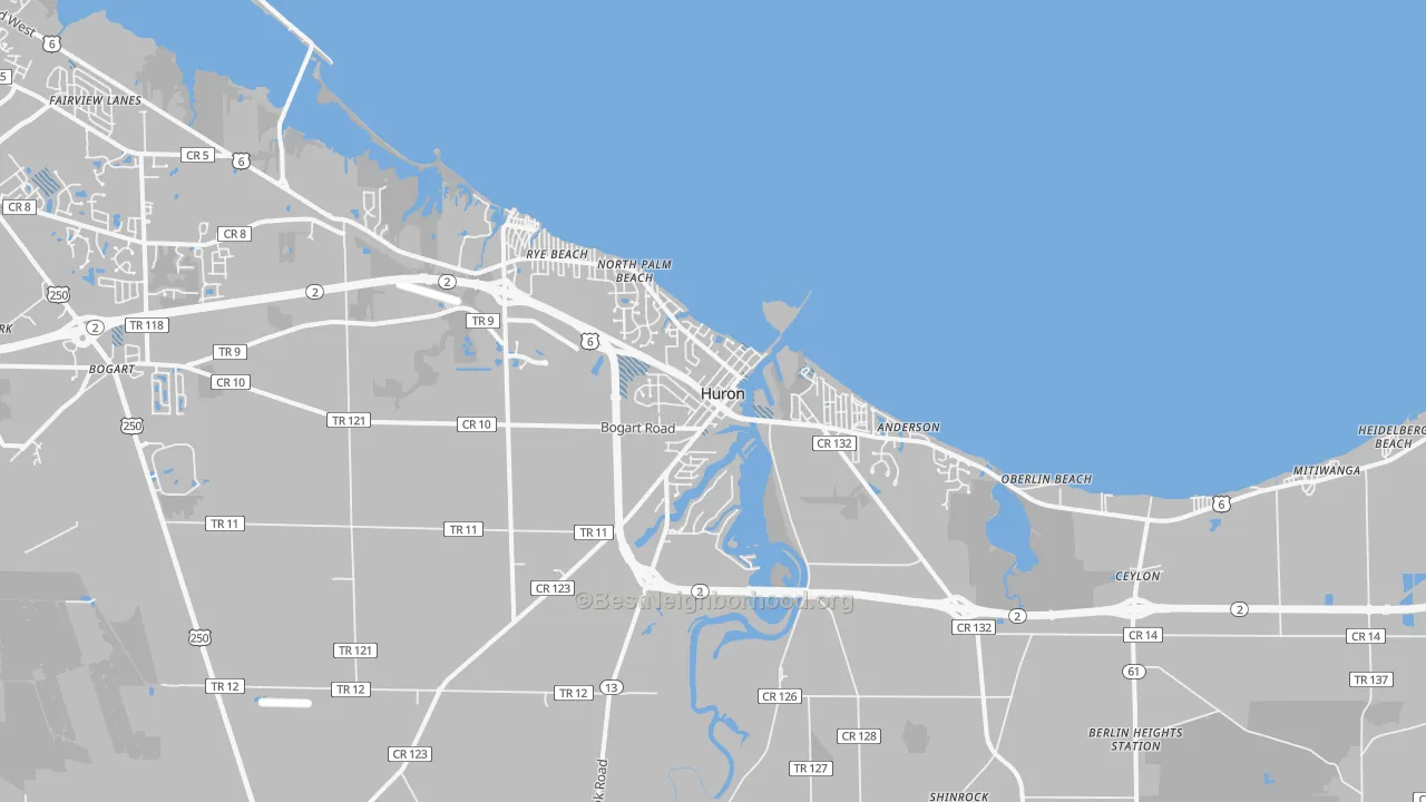 Transit Grade map of Huron, OH