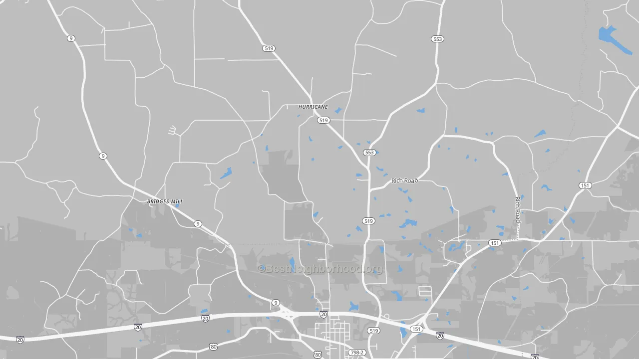Transit Grade map of Hurricane, LA