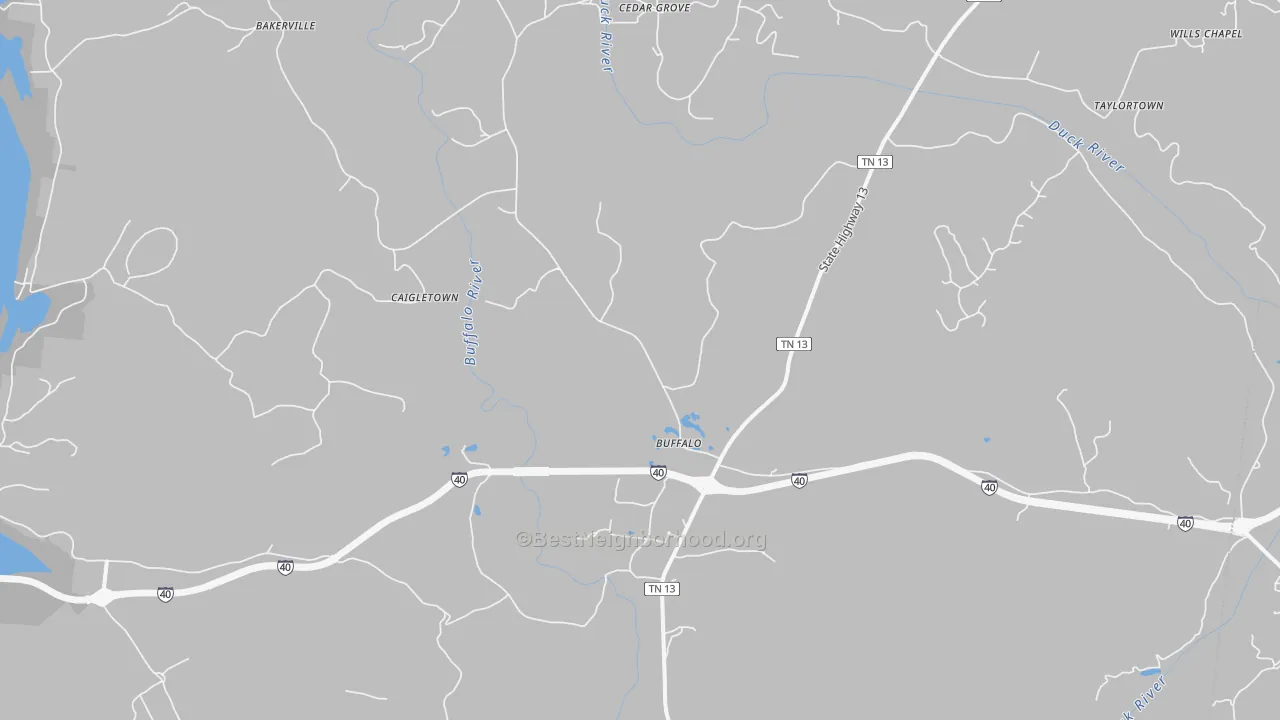 Transit Grade map of Hurricane Mills, TN
