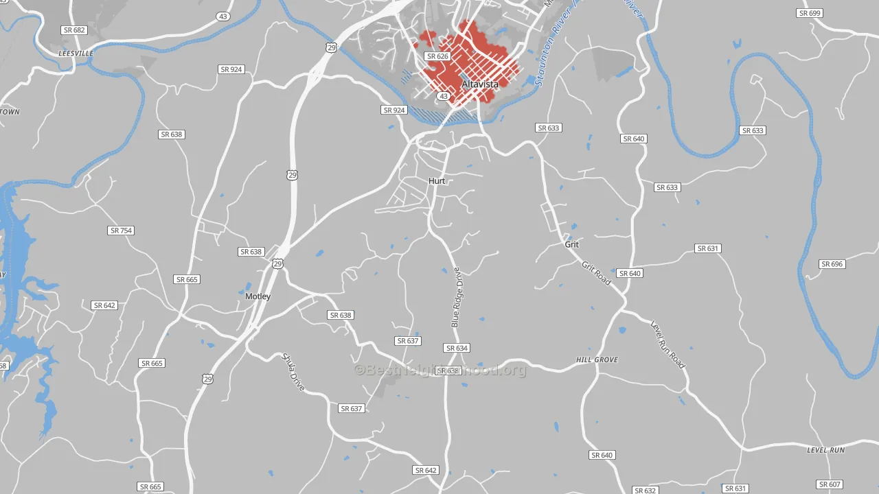 Transit Grade map of Hurt, VA