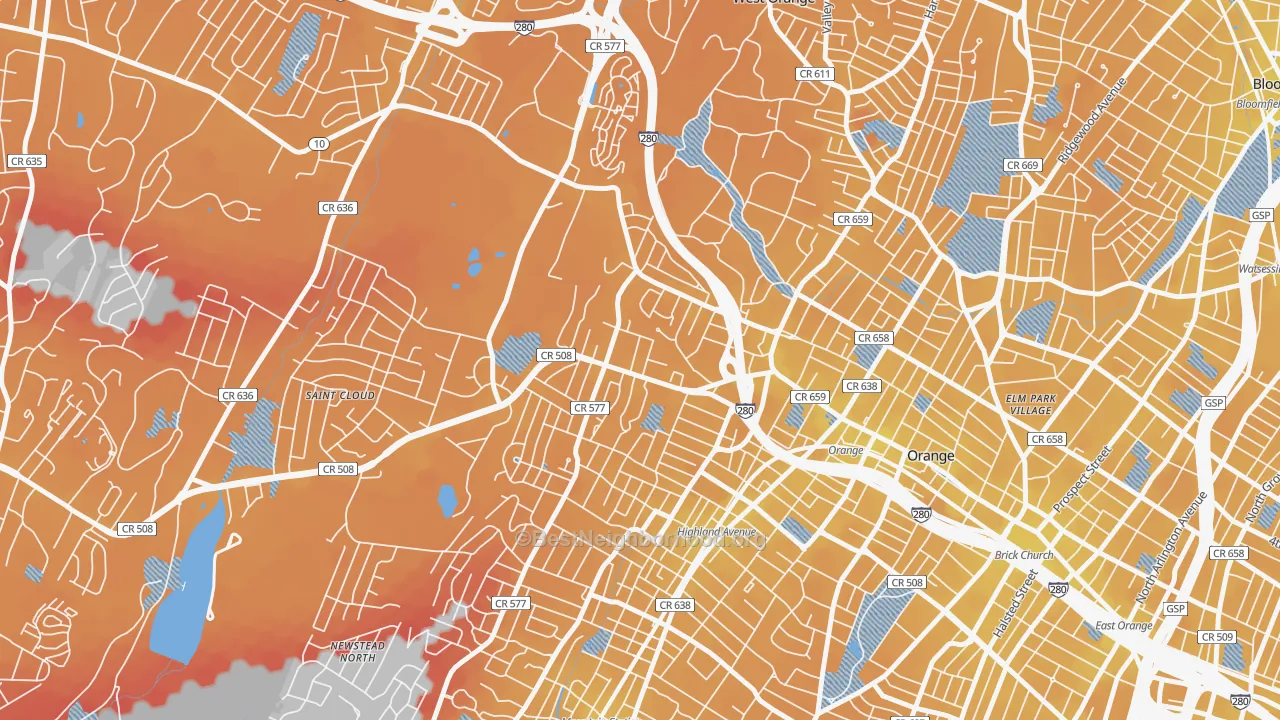 Transit Grade map of Hutton Park, West Orange, NJ