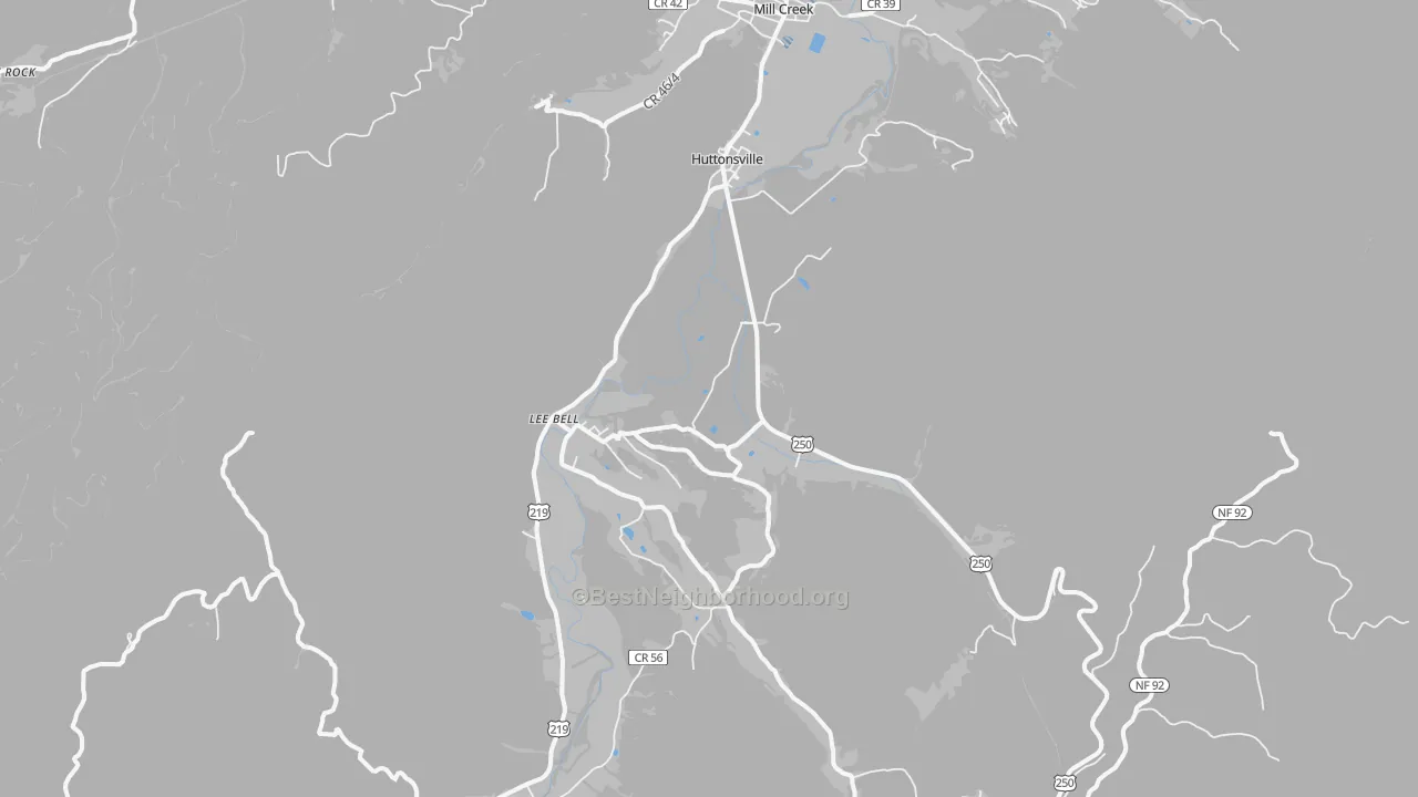 Transit Grade map of Huttonsville, WV