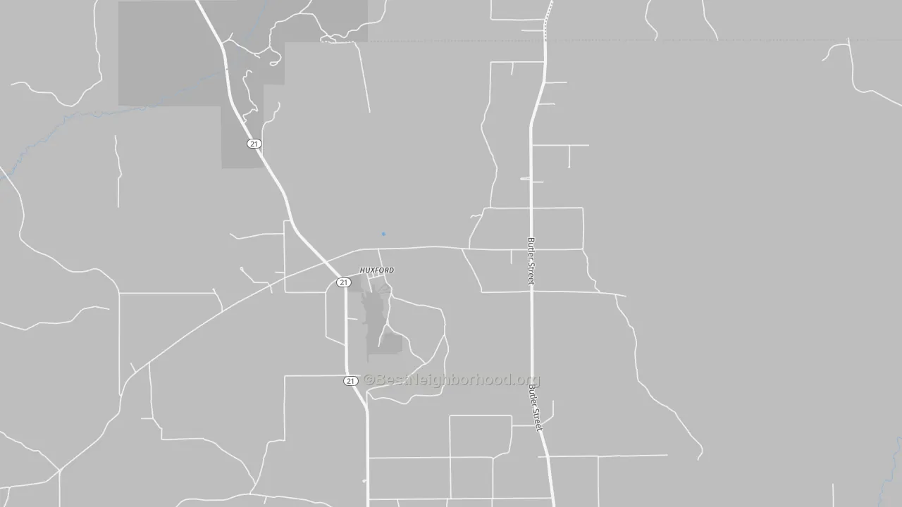 Transit Grade map of Huxford, AL