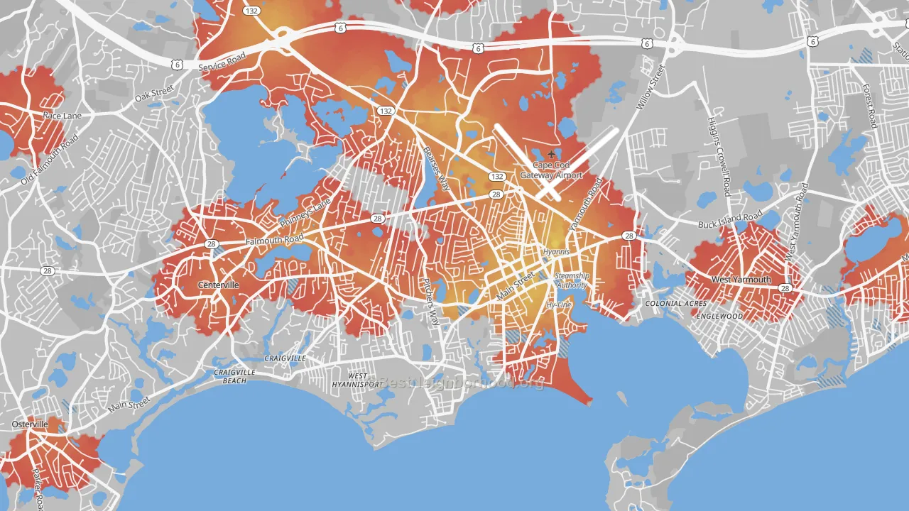 Transit Grade map of Hyannis, Barnstable Town, MA