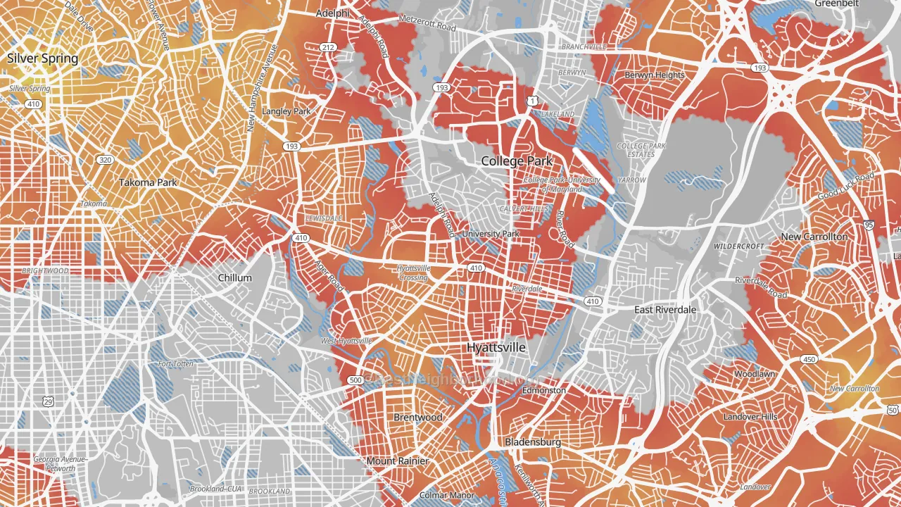 Transit Grade map of Hyattsville, MD