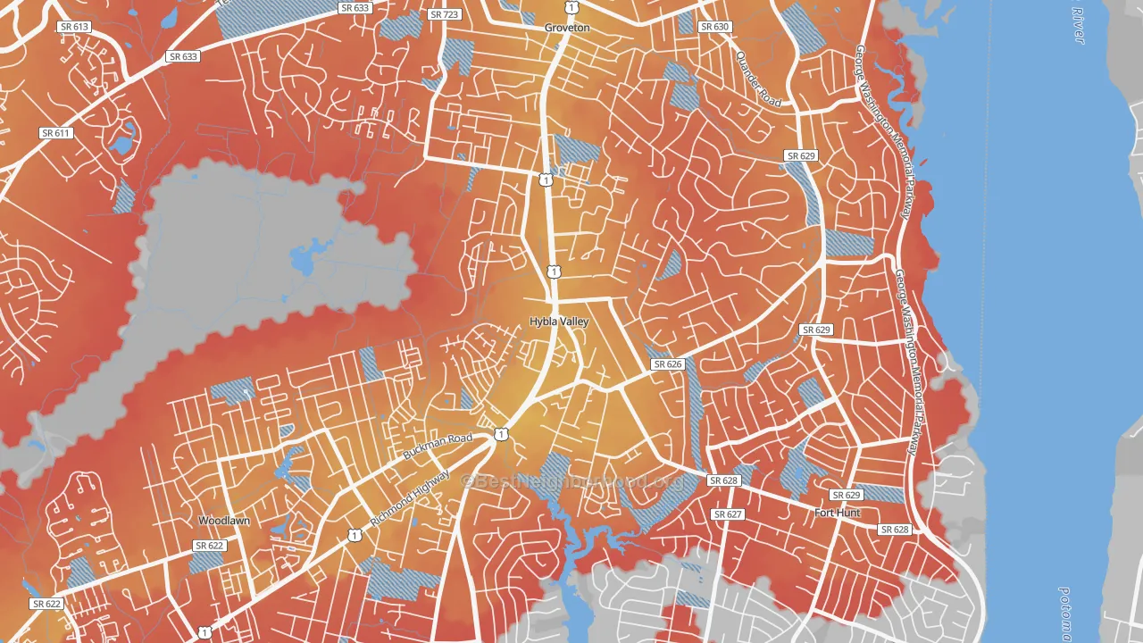 Transit Grade map of Hybla Valley, Alexandria, VA