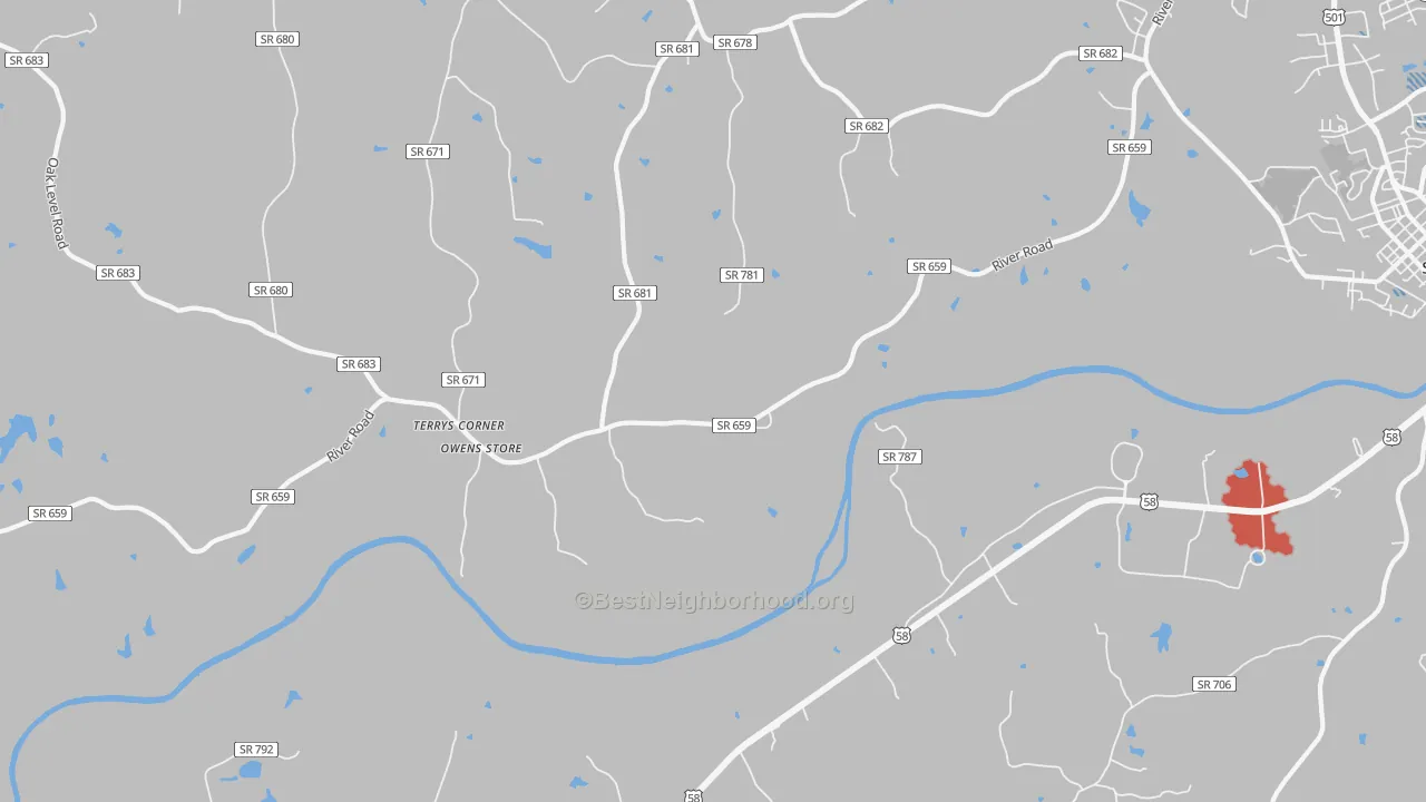Transit Grade map of Hyco, VA