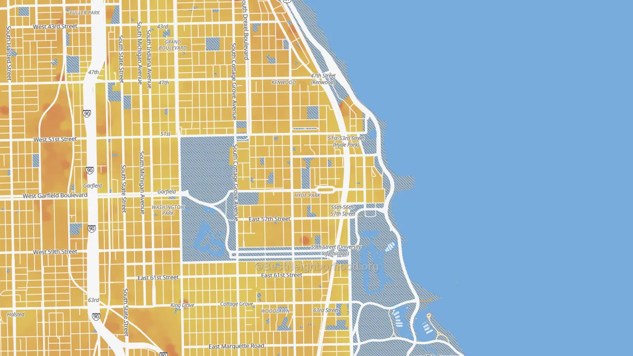 Transit Grade map of Hyde Park, Chicago, IL