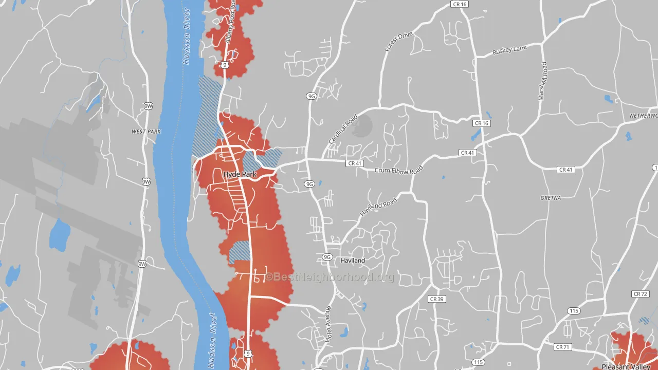 Transit Grade map of Hyde Park, NY