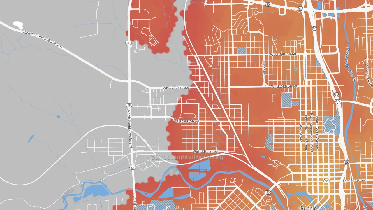 Transit Grade map of Hyde Park, Pueblo, CO