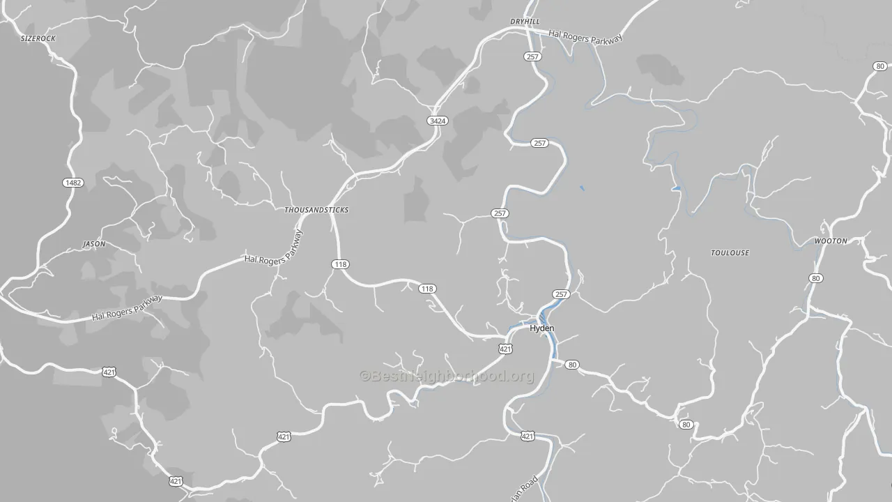 Transit Grade map of Hyden, KY