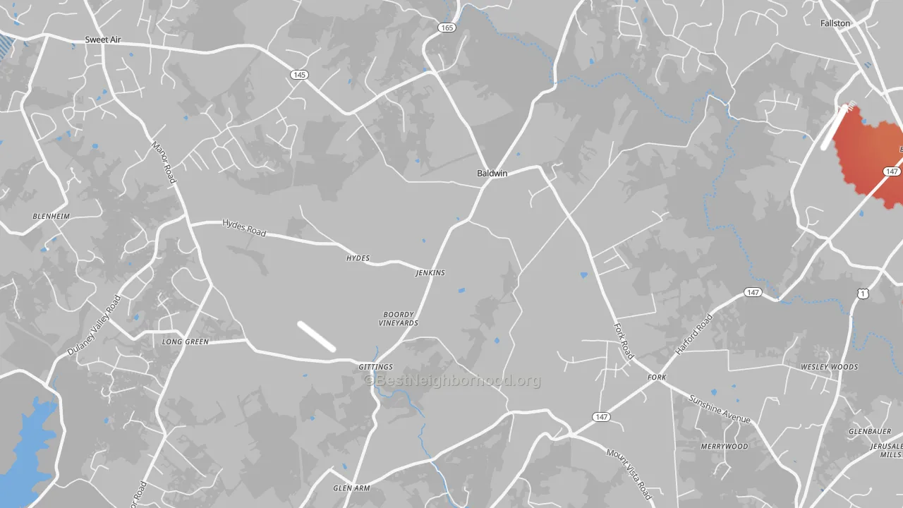 Transit Grade map of Hydes, MD