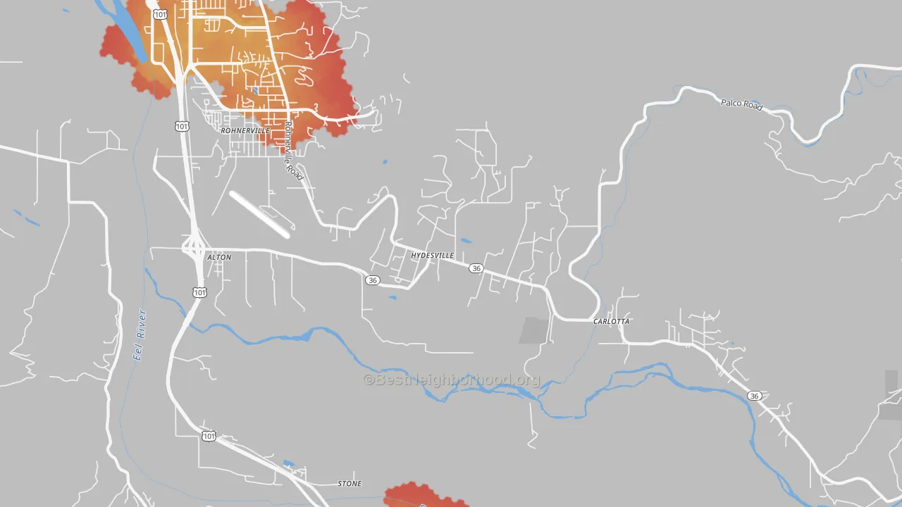 Transit Grade map of Hydesville, CA