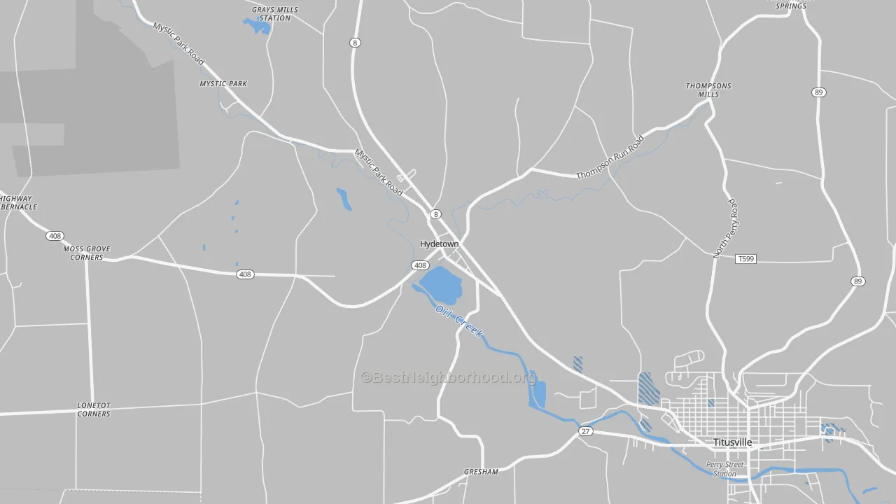 Transit Grade map of Hydetown, PA