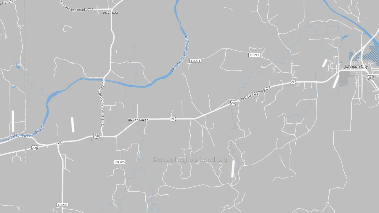 Transit Grade map of Hye, TX