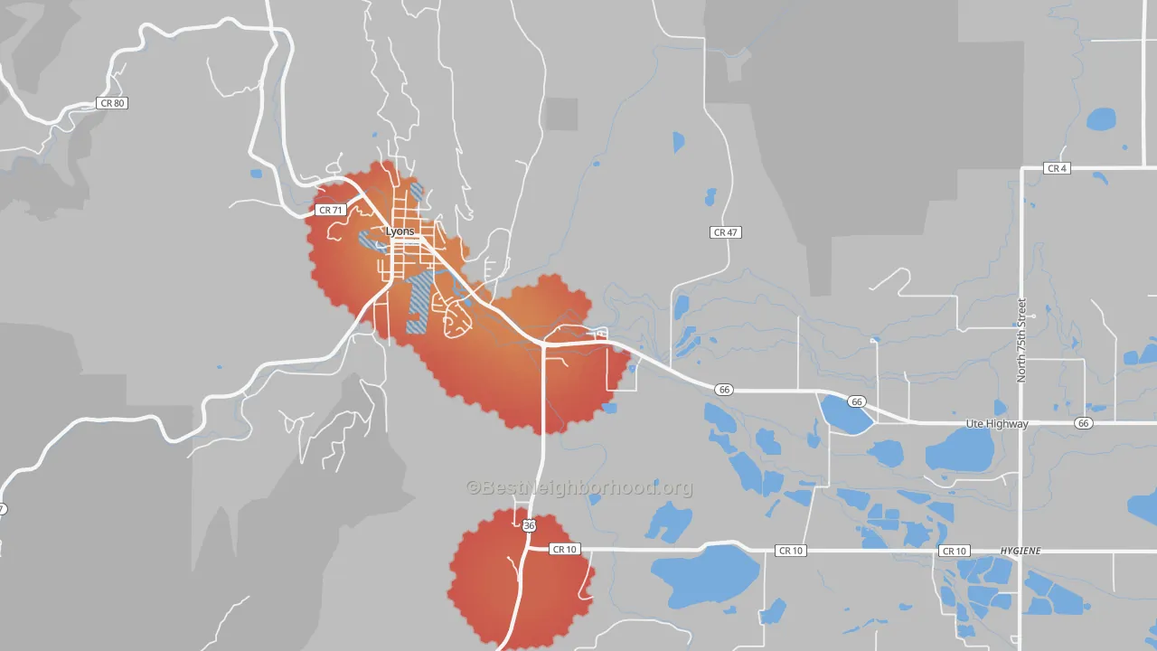 Transit Grade map of Hygiene, CO