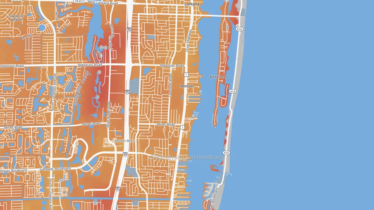 Transit Grade map of Hypoluxo, FL