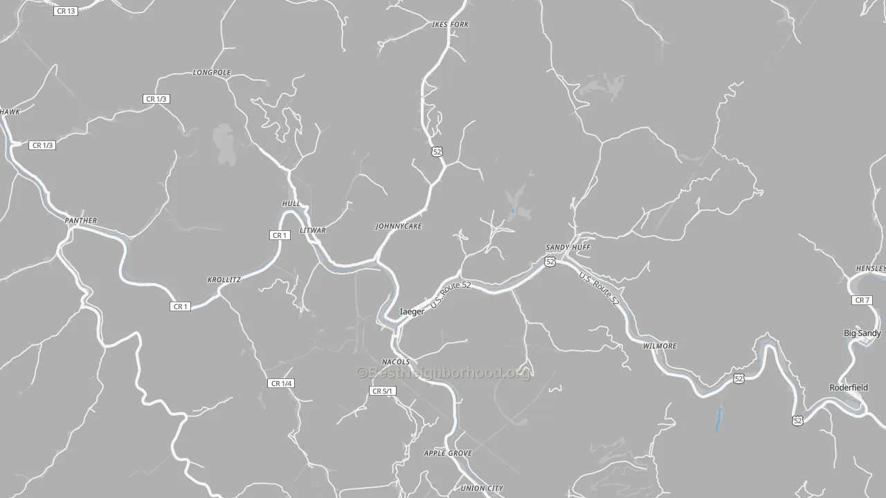 Transit Grade map of Iaeger, WV