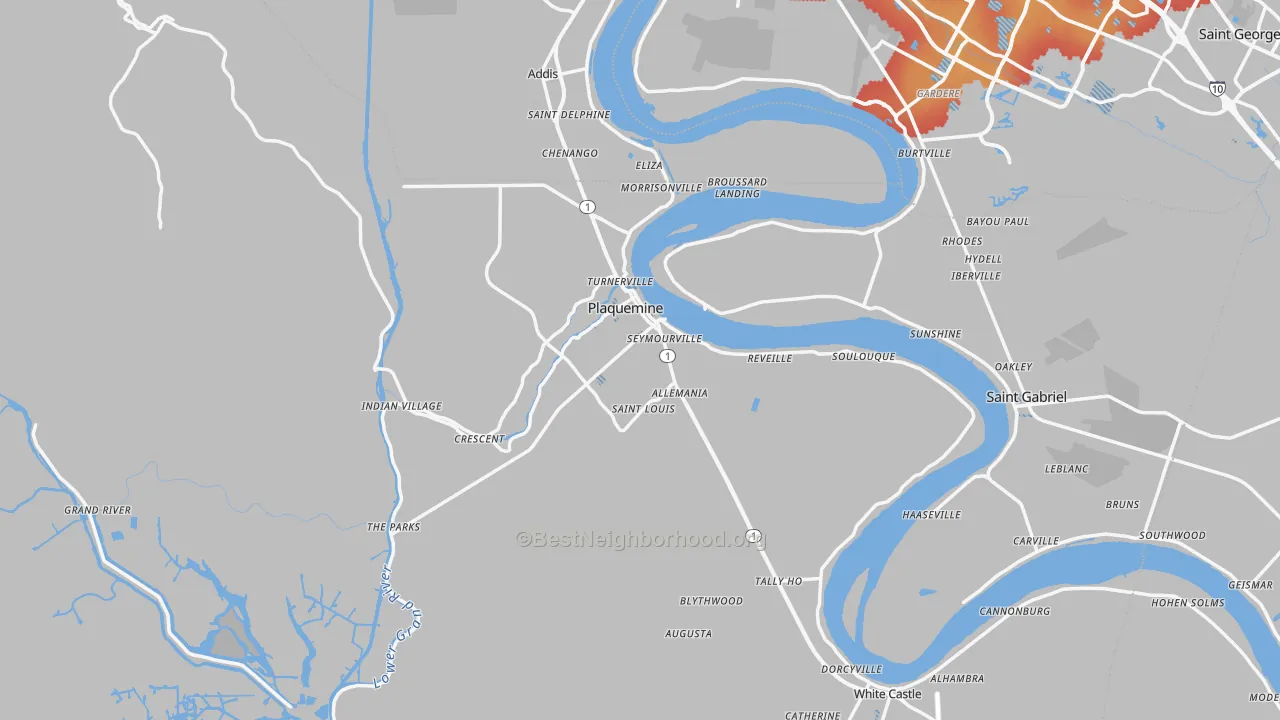 Transit Grade map of Iberville Parish, LA