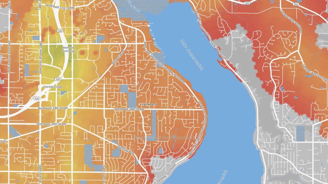 Transit Grade map of Idylwood, Redmond, WA