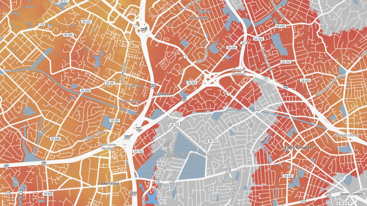 Transit Grade map of Idylwood, VA