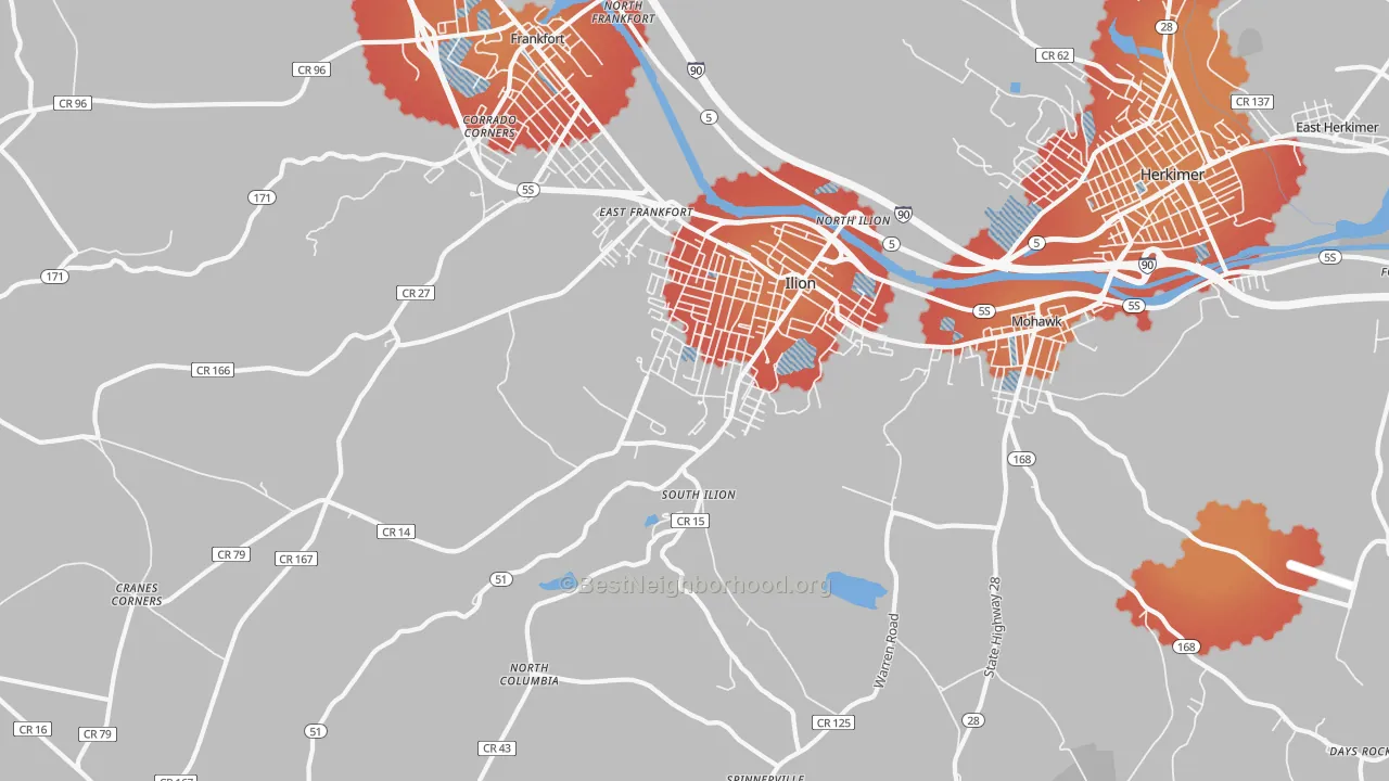Transit Grade map of Ilion, NY