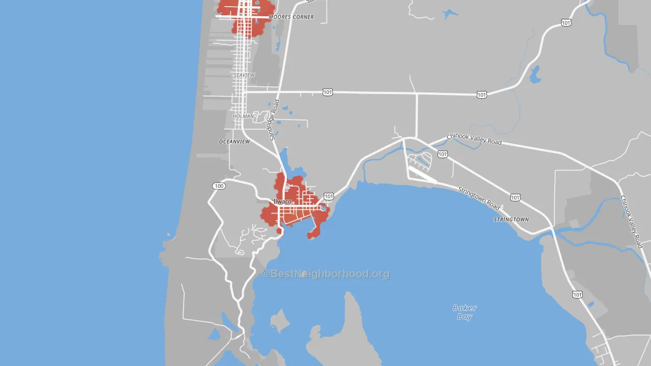 Transit Grade map of Ilwaco, WA