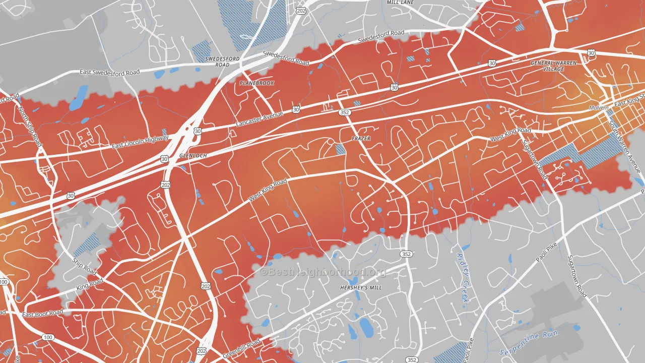Transit Grade map of Immaculata, PA